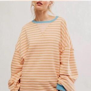 NWOT Free People We The Free Classic Striped Oversized Crewneck